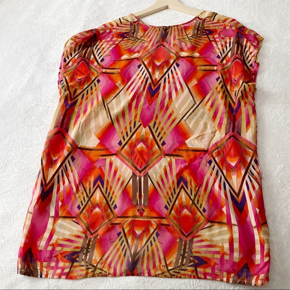 Anthropologie Floreat Sheer Tropical Silk Tunic - Picture 8 of 11